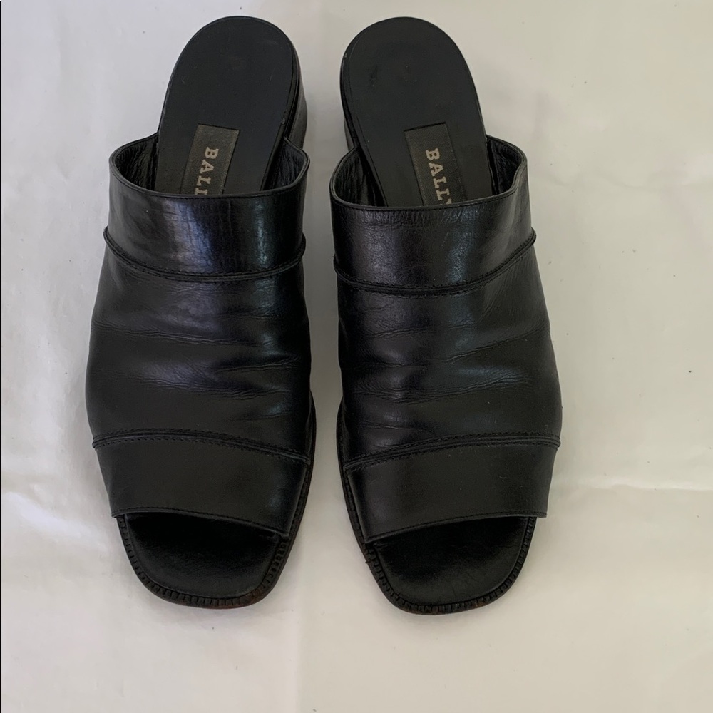 Vintage Bally Women’s Black Leather Slide Sandals Perfect for Size 6.5